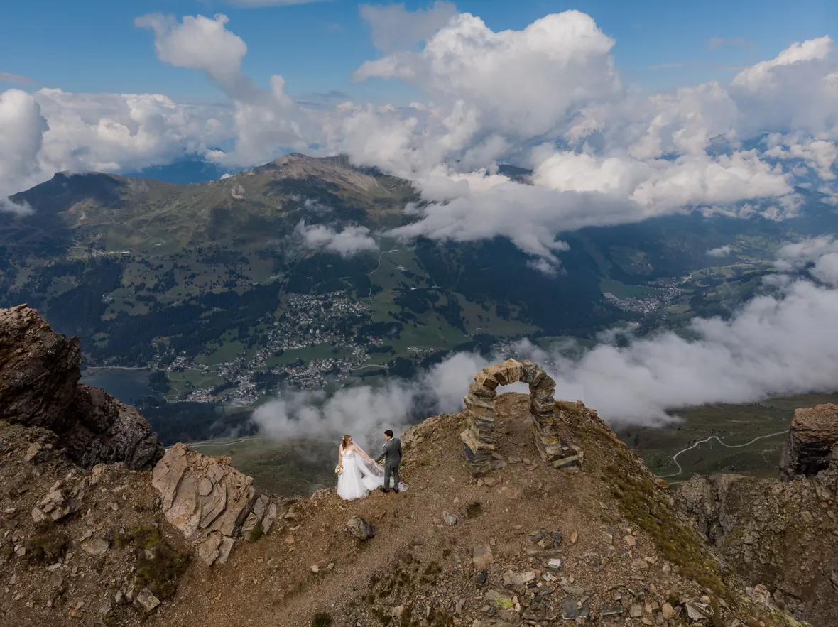 Berghochzeit auf dem Rothorn mit Blick über die Lenzerheide